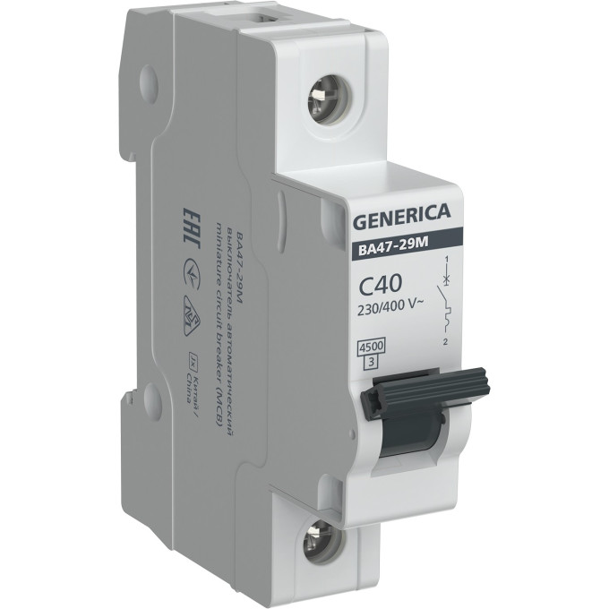 Автоматический выключатель IEK GENERICA ВА47-29М 1P 40А 4,5кА C MVA21-1-040-C-G
